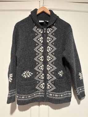 Field Gear Grey Wool Full Zip Cardigan Sweater